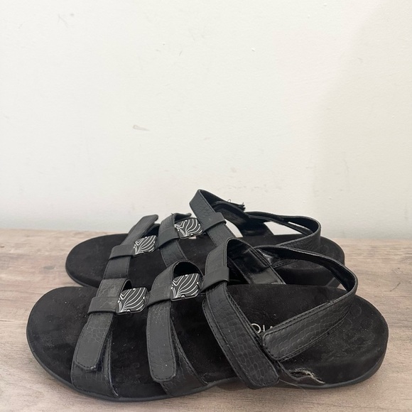 Vionic 44Amber Sandals Strappy Slingback Black Leather Open Toe Women’s Size 11 - Picture 1 of 8